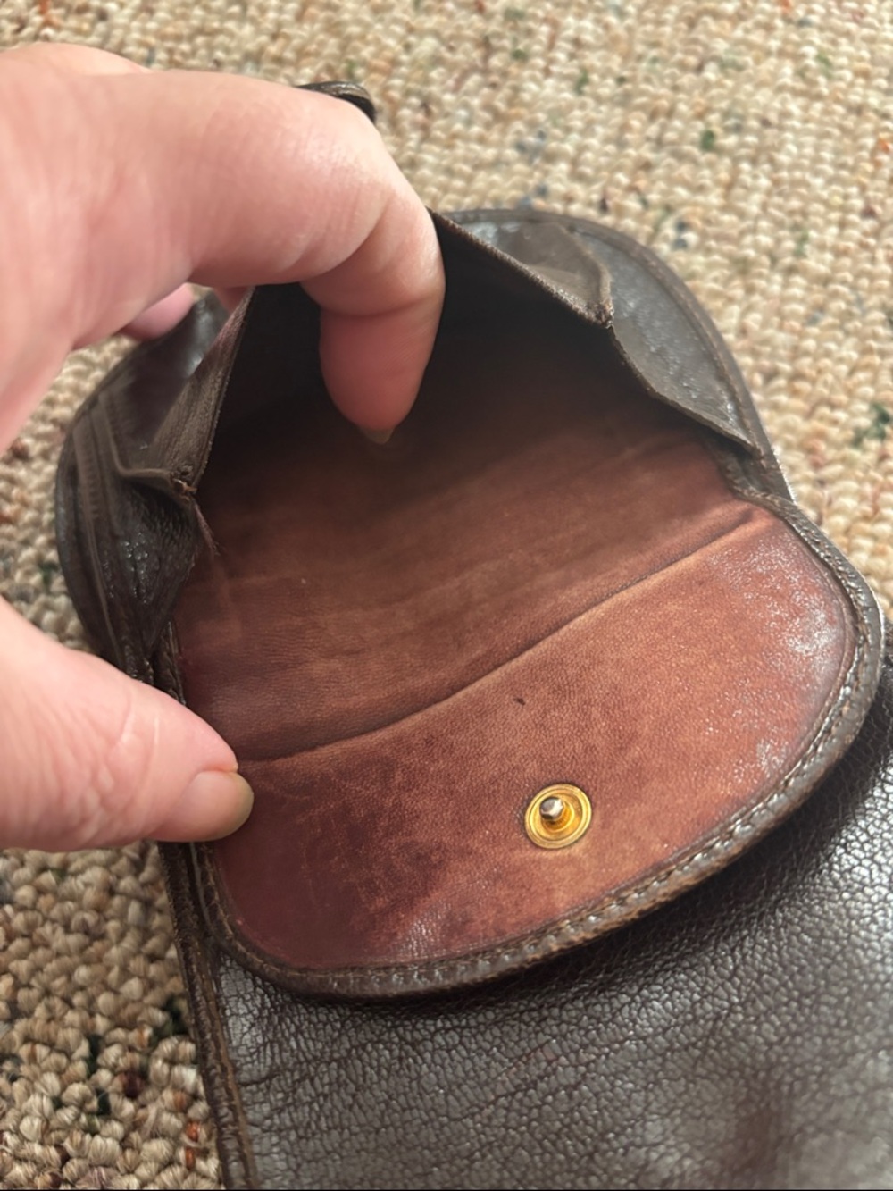 Celine Brown and Gold Monogram Wallet 1970 VINTAGE - Picture 8 of 9